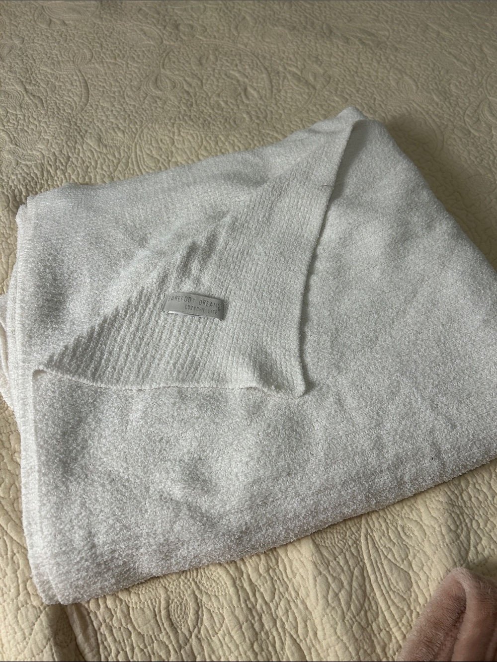 Barefoot Dreams Plush Cream Throw Blanket